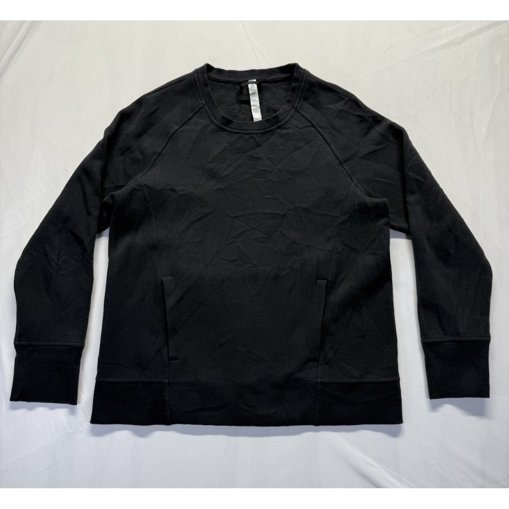 Lululemon Womens sweatshirt Back at it Crew Size 8 Pockets Pullover Black raglan